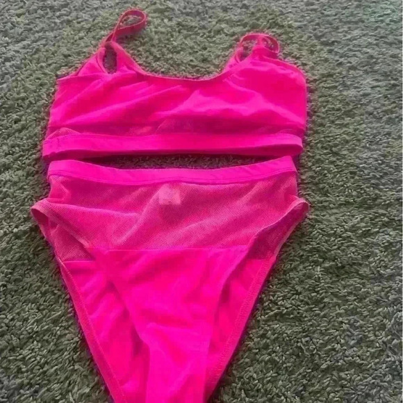 Other - Two-piece high waist pink bathing suit.